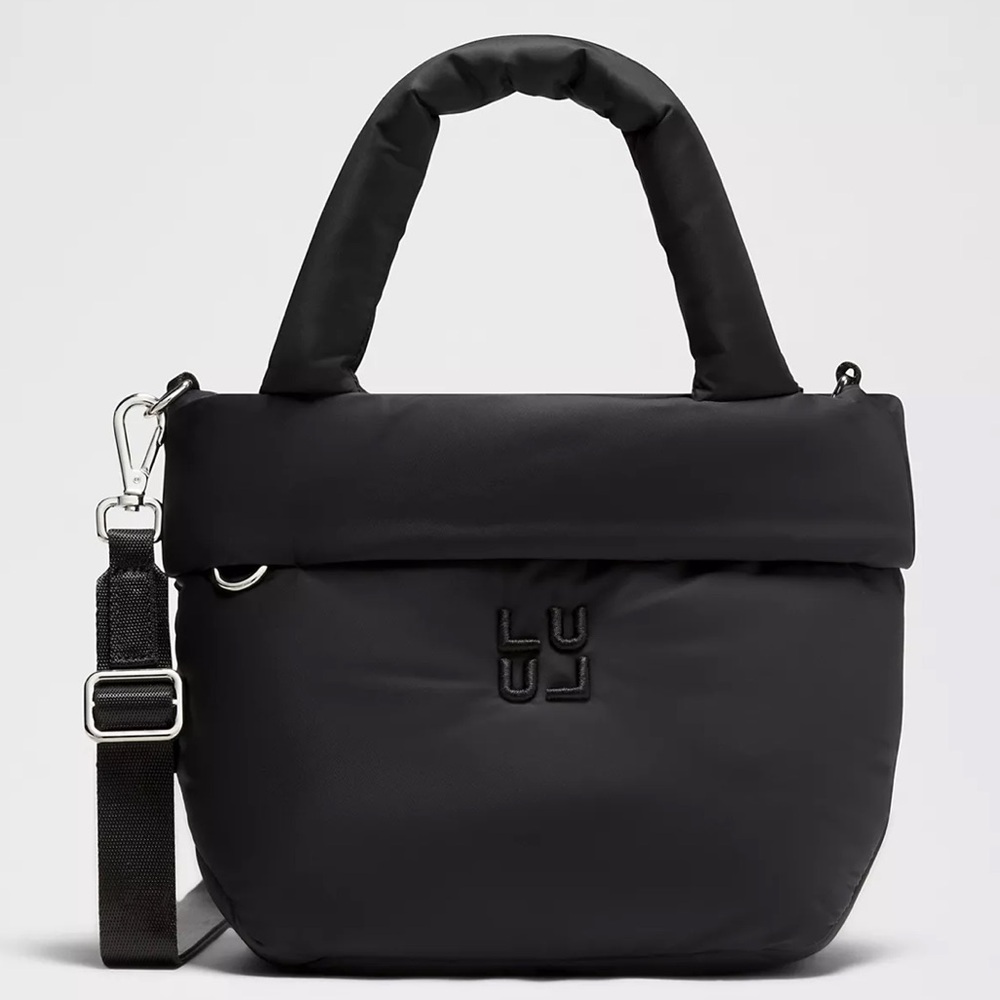 NWT Lululemon On My Level Tote Bag Small 3L Puffy Puffer Black Silver Hardware